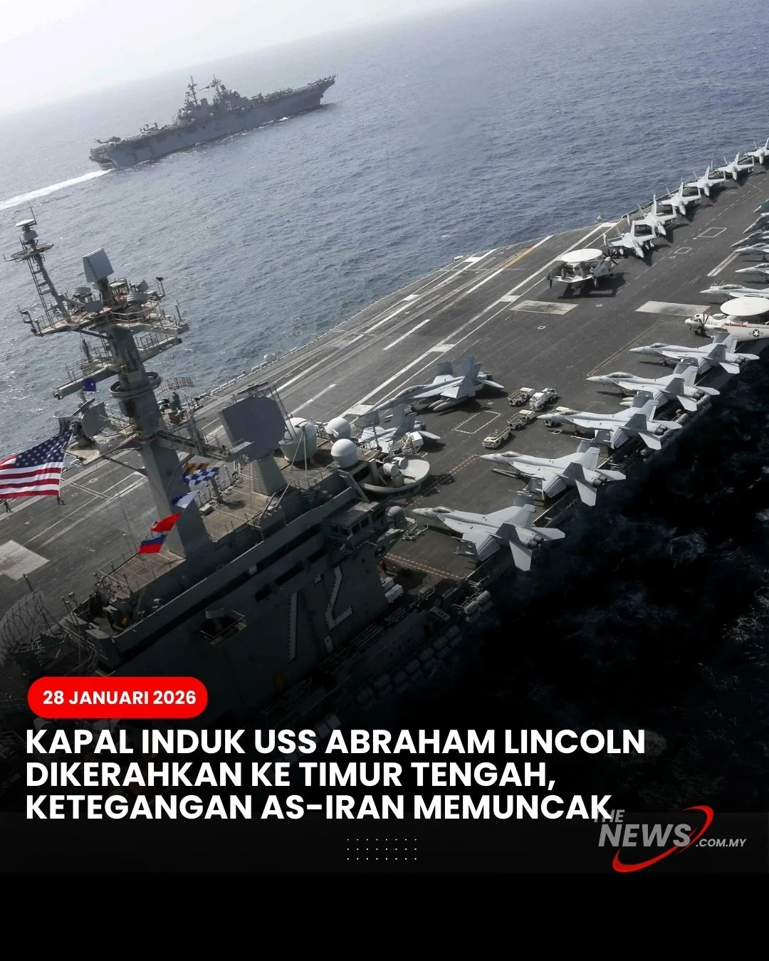 Kapal Induk USS Abraham Lincoln Ditembak Radar Iran: Ancaman Rudal Memperkeruh Ketegangan di Selat Hormuz